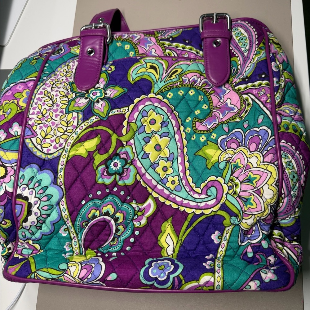 Vera Bradley Quilted Paisley Travel Tote in Purple and Teal